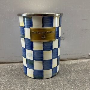 MacKenzie-Childs Blue and White Checkered Candle Holder